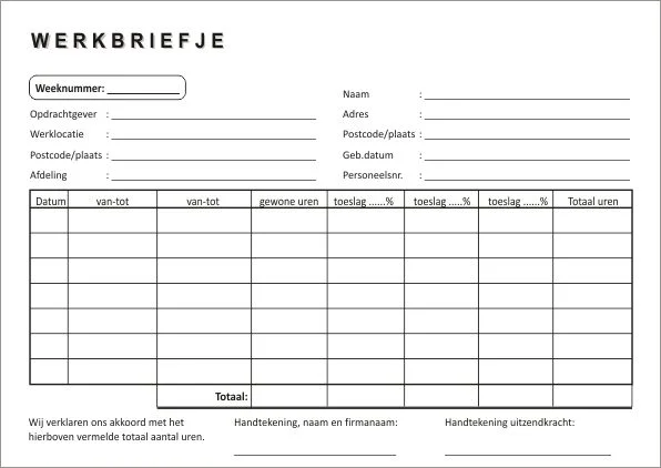 Papieren werkbon Papieren werkbon
